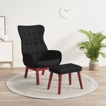 vidaXL Chaise de relaxation avec repose-pied Noir Tissu