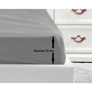 Drap Housse 100  coton 90 x 190 x 25 cm gris clair