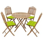 vidaXL Ensemble à manger d'extérieur pliable 5Pièces avec coussins Bambou