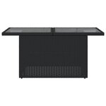 vidaXL Table de jardin dessus en verre noir 100x55x73cm résine tressée