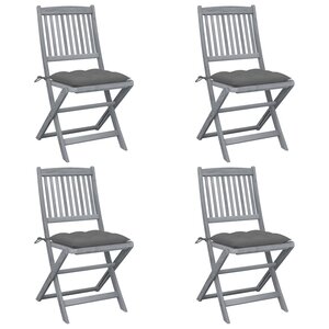 vidaXL Chaises pliables d'extérieur lot de 4 et coussins Bois d'acacia