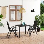 vidaXL Ensemble à manger de jardin 3 Pièces noir
