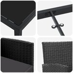 vidaXL Ensemble de Salle à Manger de Jardin en 9 Pièces avec Coussins en Poly Rattan Noir