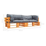 vidaXL Canapés de jardin palette 2 Pièces avec coussins gris pinède