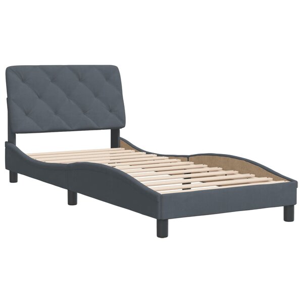 vidaXL Cadre de lit avec tête de lit Gris foncé 90x200 cm Velours