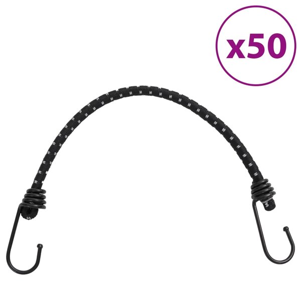 vidaXL Cordes élastiques avec bandes réfléchissantes et crochets 50Pièces