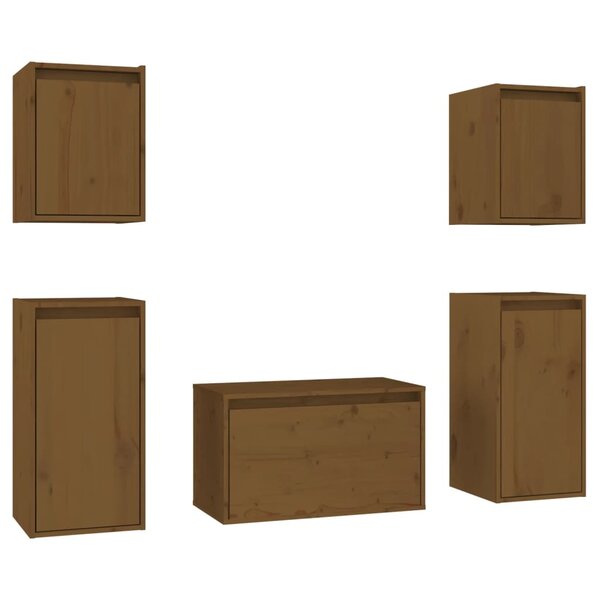 vidaXL Meubles TV 5 Pièces Marron miel Bois massif de pin
