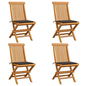 vidaXL Chaises de jardin et coussins taupe lot de 4 Bois teck massif