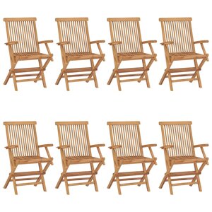 vidaXL Chaises de jardin lot de 8 Bois de teck massif