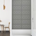 vidaXL Panneaux muraux 12 Pièces Gris 60x30 cm Similicuir 2 16 m²