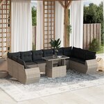 vidaXL Salon de jardin 11 Pièces avec coussins gris clair résine tressée