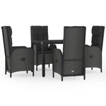vidaXL Ensemble à manger de jardin coussins 5Pièces Noir Résine tressée
