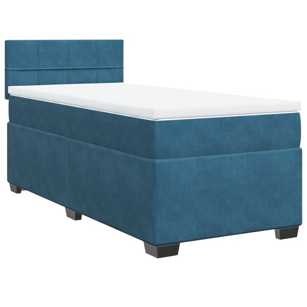 vidaXL Sommier à lattes de lit avec matelas Bleu foncé 90x200 cm