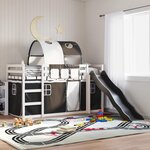 vidaXL Lit superposé avec toboggan et rideaux blanc et noir 90x200 cm