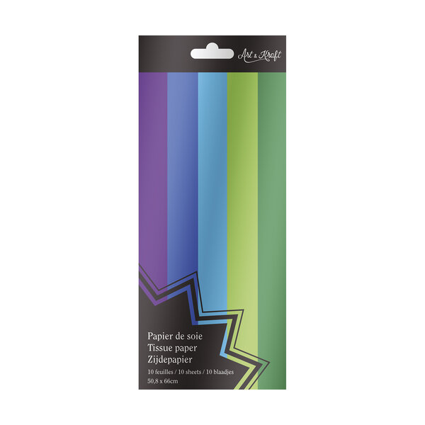Lot de 10 feuilles de papier de soie - tons froids