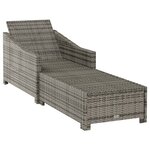 vidaXL Chaise longue avec coussin gris foncé Résine tressée Gris