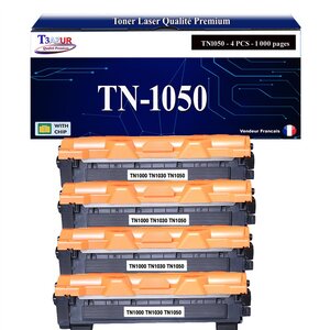T3AZUR - 4x Toners compatibles avec Brother TN1050 pour Brother DCP1510 DCP1512 DCP1610W DCP1612W - 1 000 pages