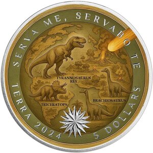 Pièce de monnaie en Argent 5 Dollars g 31.1 (1 oz) Millésime 2024 CRETACOIN