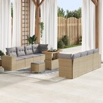 vidaXL Ensemble de canapé de jardin 11 pièces avec coussins Beige Poly Rotin Acacia