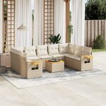 vidaXL Salon de jardin avec coussins 10 Pièces beige résine tressée