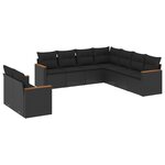 vidaXL Salon de jardin 9 Pièces avec coussins noir résine tressée