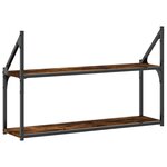 vidaXL Étagère murale 2 niveaux chêne fumé 80x21x51 cm bois ingénierie