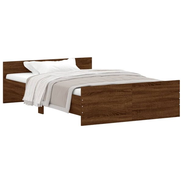 vidaXL Cadre de lit tête de lit et pied de lit chêne marron 120x200 cm