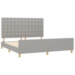 vidaXL Cadre de lit avec tête de lit Gris clair 180x200 cm
