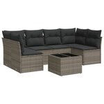 vidaXL Salon de jardin avec coussins 7 Pièces gris résine tressée