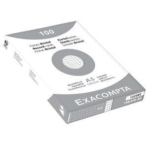 ETUI de 100 Fiches BRISTOL BLANC 55x74 mm Quad 5X5 Non perforée EXACOMPTA