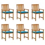 vidaXL Chaises de jardin avec coussins lot de 6 Bois d'acacia massif