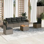 vidaXL Salon de jardin avec coussins 7 Pièces gris résine tressée