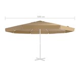 vidaXL Tissu de remplacement pour parasol d'extérieur Taupe 500 cm