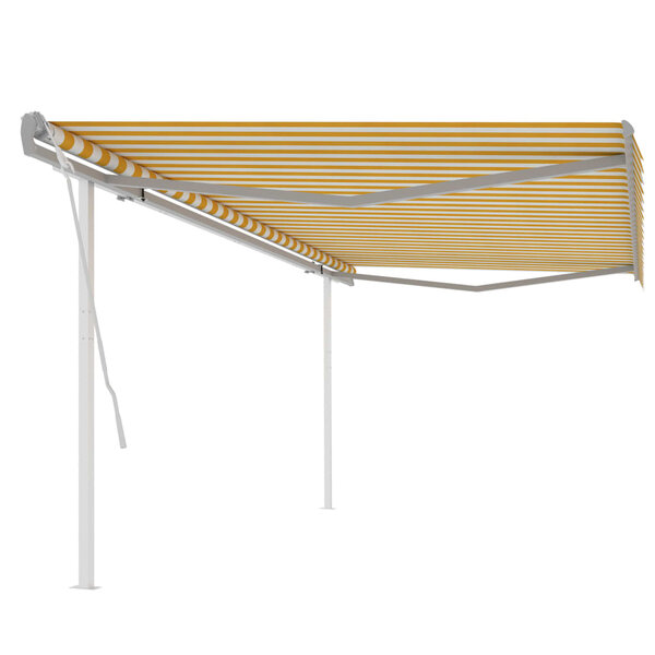 vidaXL Auvent manuel rétractable avec poteaux 5x3 5 m Jaune et blanc