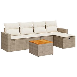 vidaXL Salon de jardin avec coussins 6 Pièces beige résine tressée