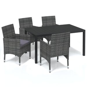 vidaXL Ensemble à manger de jardin coussins 5Pièces Résine tressée Gris
