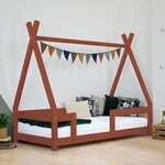 Lit cabane enfant NAKANA 120 x 200 rouge brique