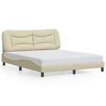vidaXL Cadre de lit avec LED sans matelas crème 160x200 cm tissu
