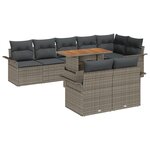 vidaXL Ensemble de salle à manger de jardin 9 pièces avec coussins gris en poly rattan et acacia