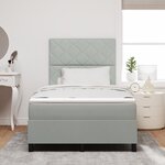 Lit à sommier tapissier vidaXL avec matelas et lumière LED gris clair 120x200 cm en velours