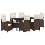 vidaXL Ensemble de Dînette de Jardin 7 Pièces avec Coussins Marron Poly Rotin