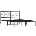vidaXL Cadre de lit métal avec tête de lit noir 135x190 cm
