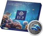 Pièce de monnaie en Argent 2 Dollars g 31.1 (1 oz) Millésime 2023 Eastern Caribbean 8 DOMINICA DOLPHIN EC8