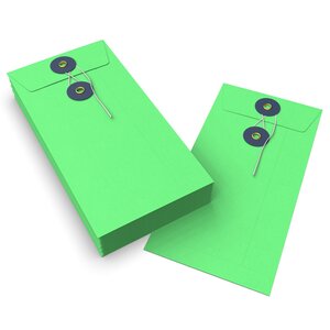 Lot de 20 enveloppes verte + bleu marine à rondelle et ficelle 220x110