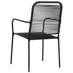vidaXL Chaises de jardin lot de 4 Corde en coton et acier Noir