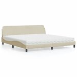 vidaXL Lit avec matelas crème 200x200 cm tissu