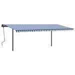 vidaXL Auvent automatique capteur de vent et LED 6x3 5 m Bleu et blanc