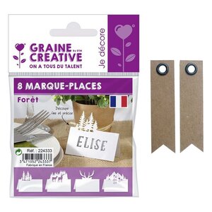 Marque places pour table de Noël Forêt + 20 étiquettes kraft Fanion