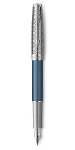 PARKER Sonnet Premium Stylo plume Métal & Laque Bleu Plume fine 18k encre noire Coffret cadeau