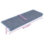 vidaXL Tapis d'escalier autocollants 15 Pièces 65x21x4 cm Bleu